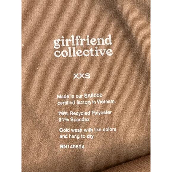 Girlfriend Collective Cafe Brown Bianca One Shoulder Sports Bra Compression XXS - Picture 3 of 5